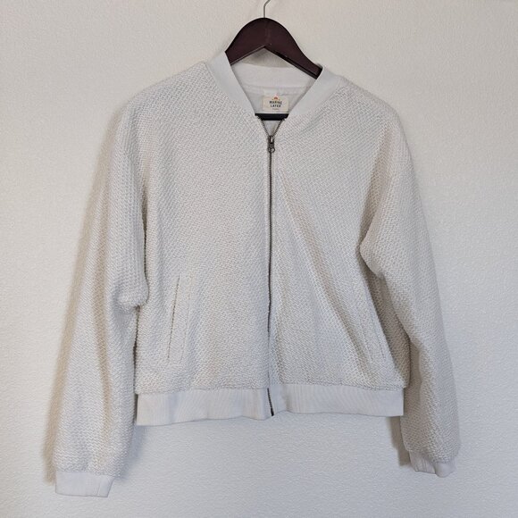 Marine Layer Women's Birdseye Bomber Jacket Natural Cream XL - Picture 4 of 11